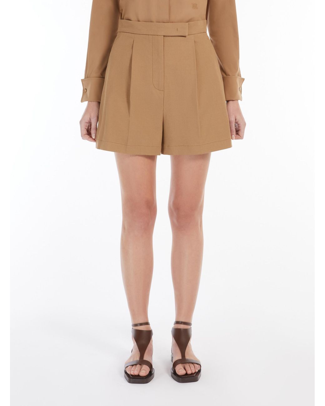 Max Mara Natural Amburgo Pleat Detailed Shorts