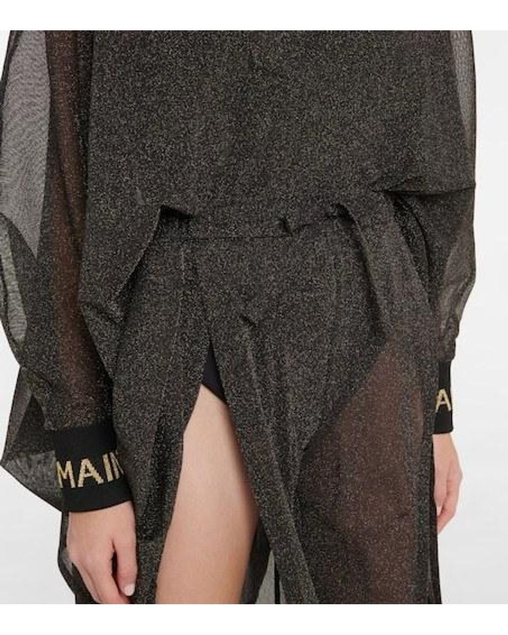 Balmain Gray Metallic Knit Pants