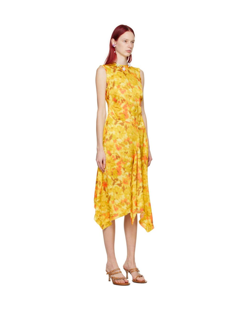 Acne Yellow Sleeveless Midi Dress