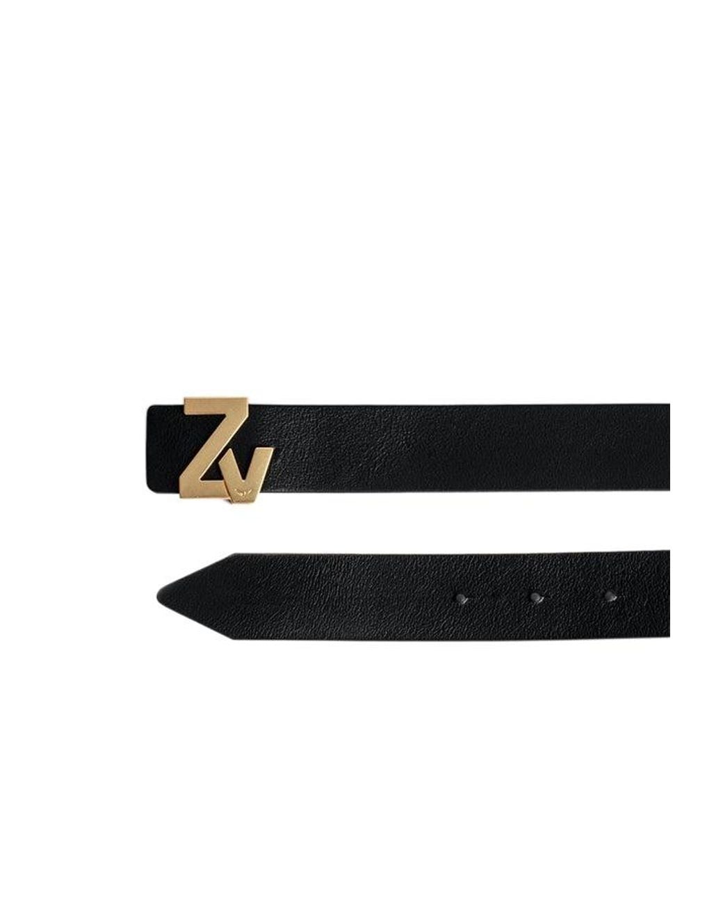 Zadig & Voltaire Black Logo Plaque Buckle Belt