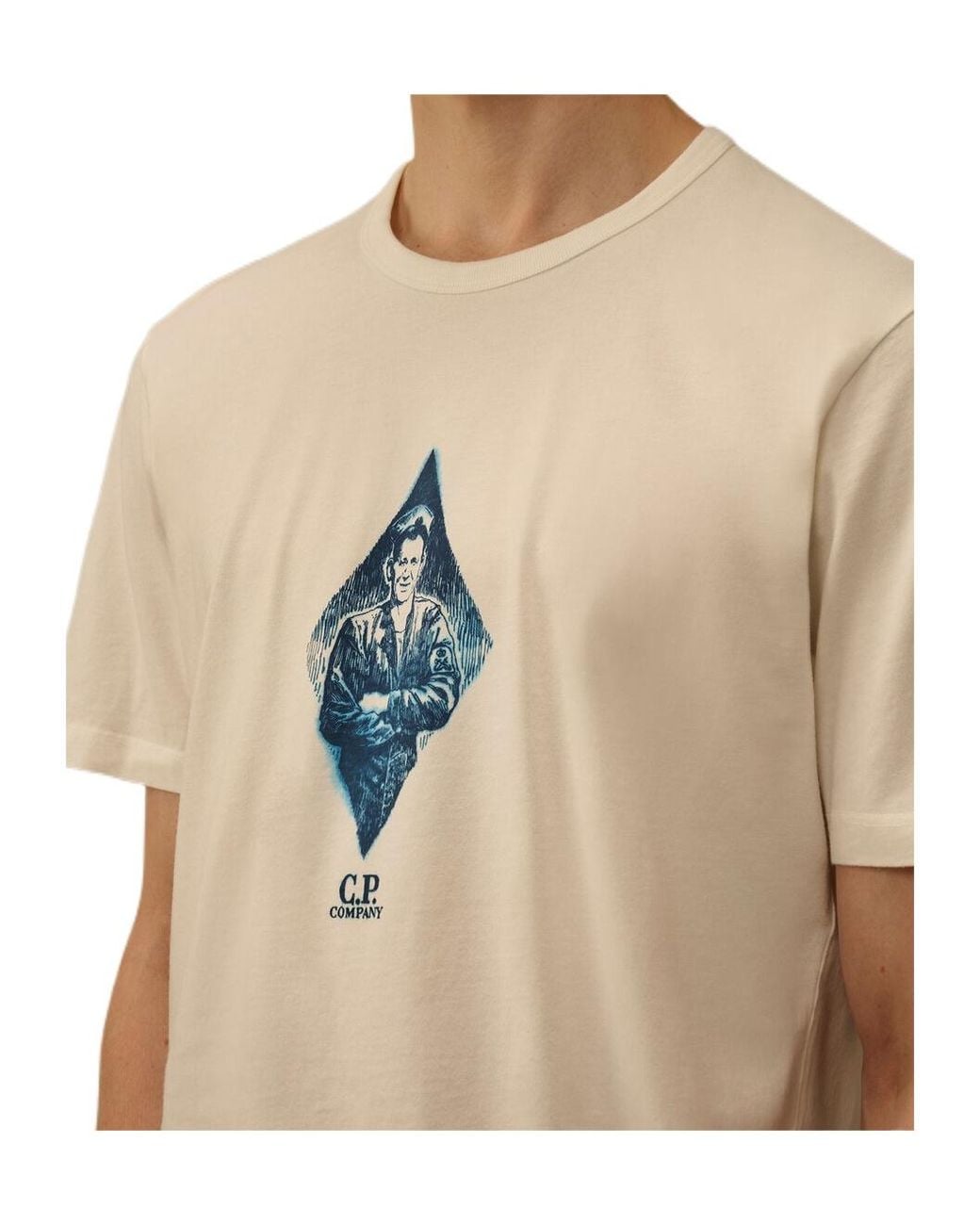 C P Company Natural Logo-Print Short-Sleeved T-Shirt for men