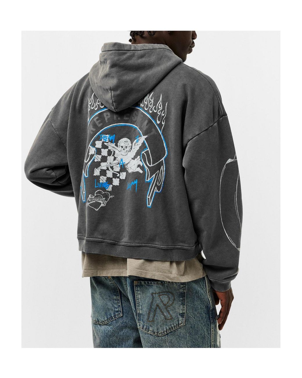 Represent Gray Zip Hoodie for men