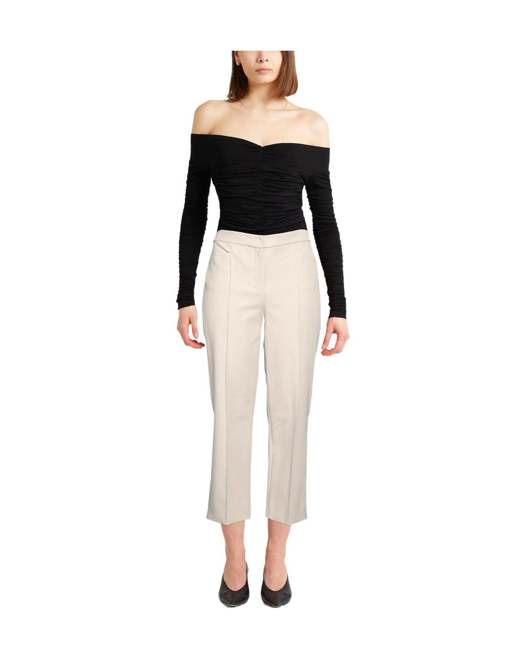 Max Mara White Solid-Color Straight-Leg Pants