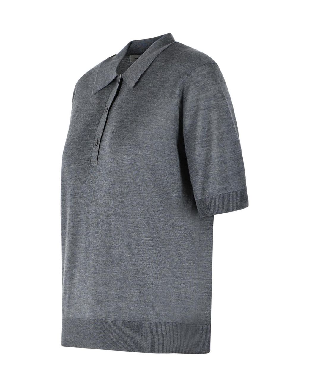 Loulou de Saison Gray Short-Sleeved Knit Polo Shirt
