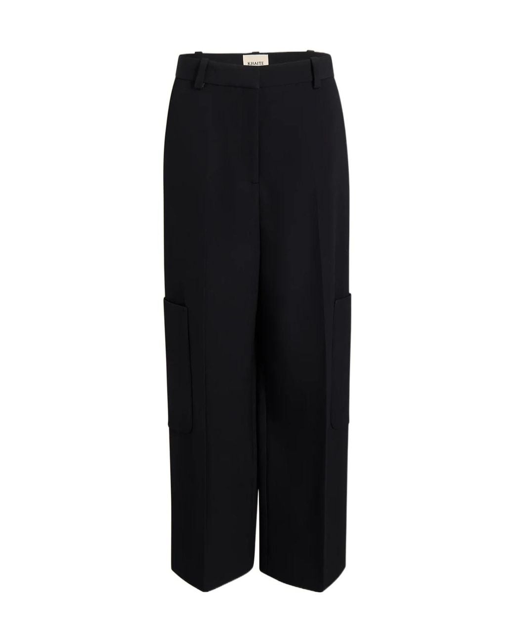 Khaite Black Caiton High-Waisted Straight Leg Trousers