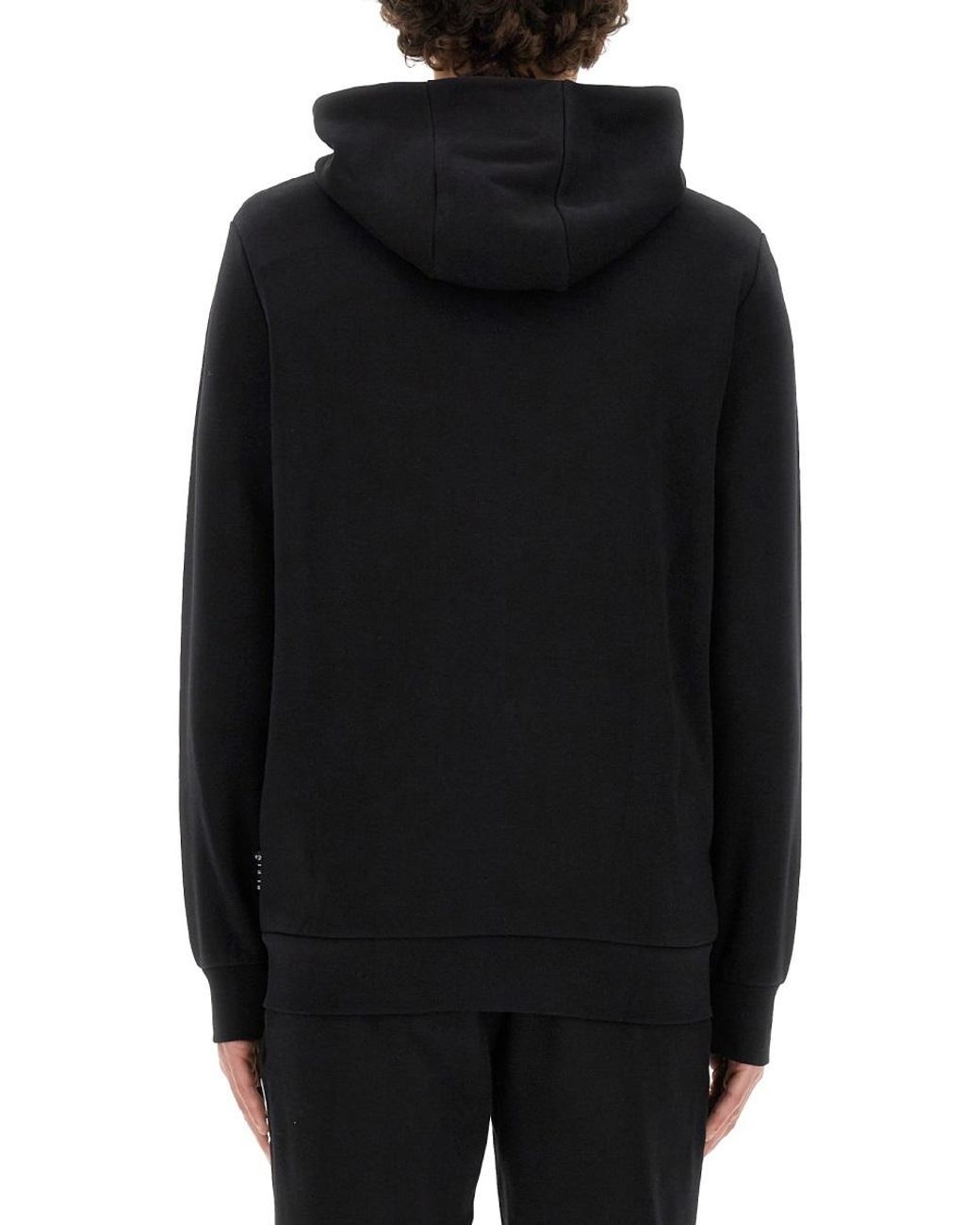 Philipp Plein Black Logo Printed Zipped Hoodie for men