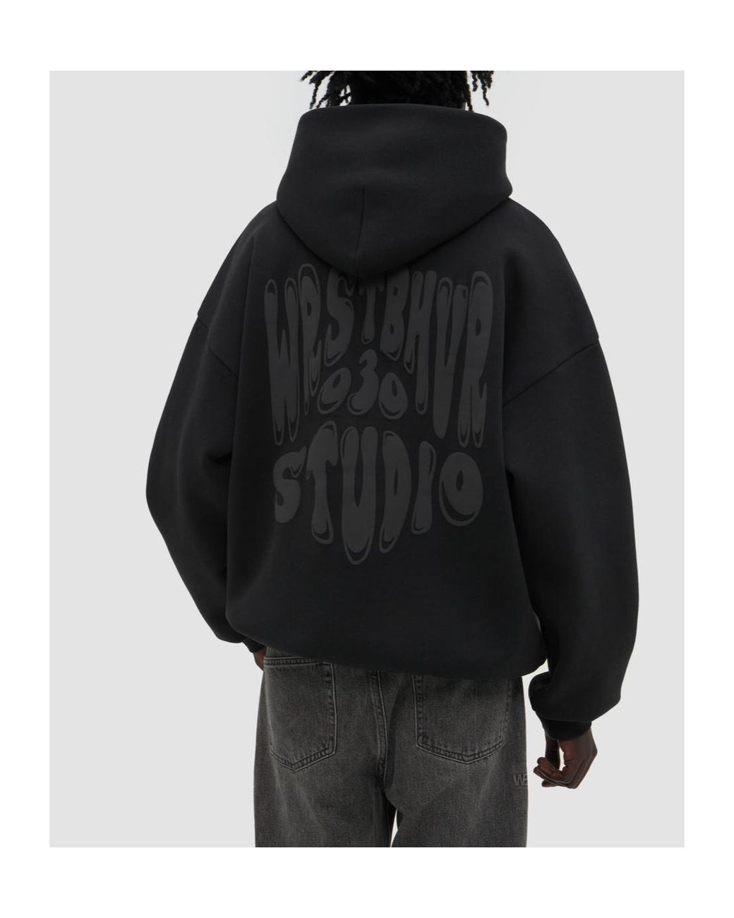 WRSTBHVR Black Logo-Print Pouch-Pocket Hoodie for men
