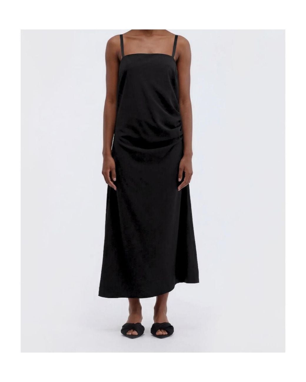 Carven Black Draped Lingerie Dress