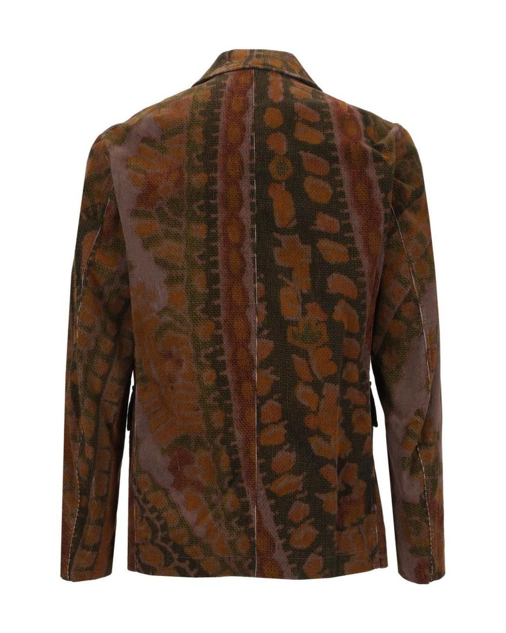 Dries Van Noten Brown Printed Overdyed Corduroy Jacket for men