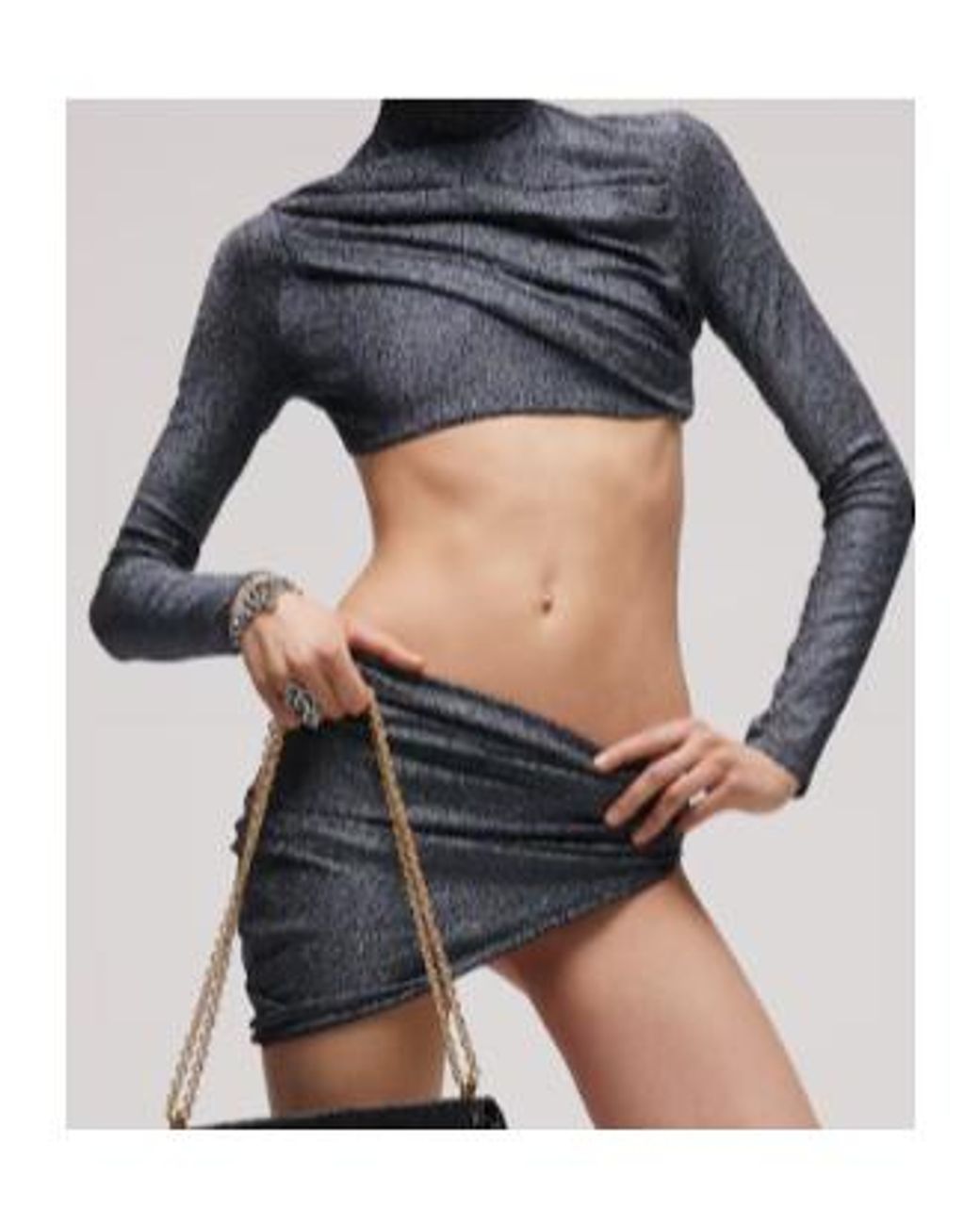 Gucci Gray Stretch Cropped Top