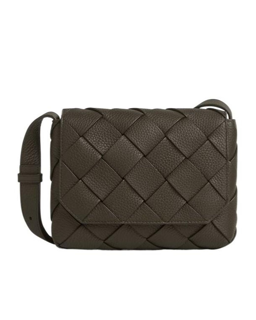 Bottega Veneta Black Diago Intreccio Crossbody Bag for men