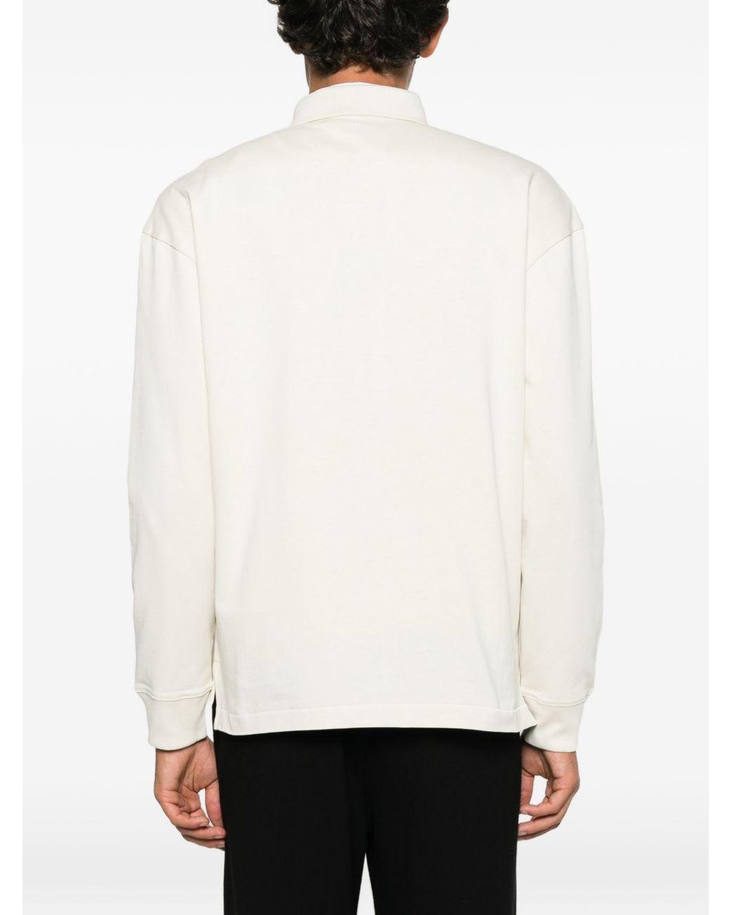 AMI White Logo-Patch Polo Shirt for men