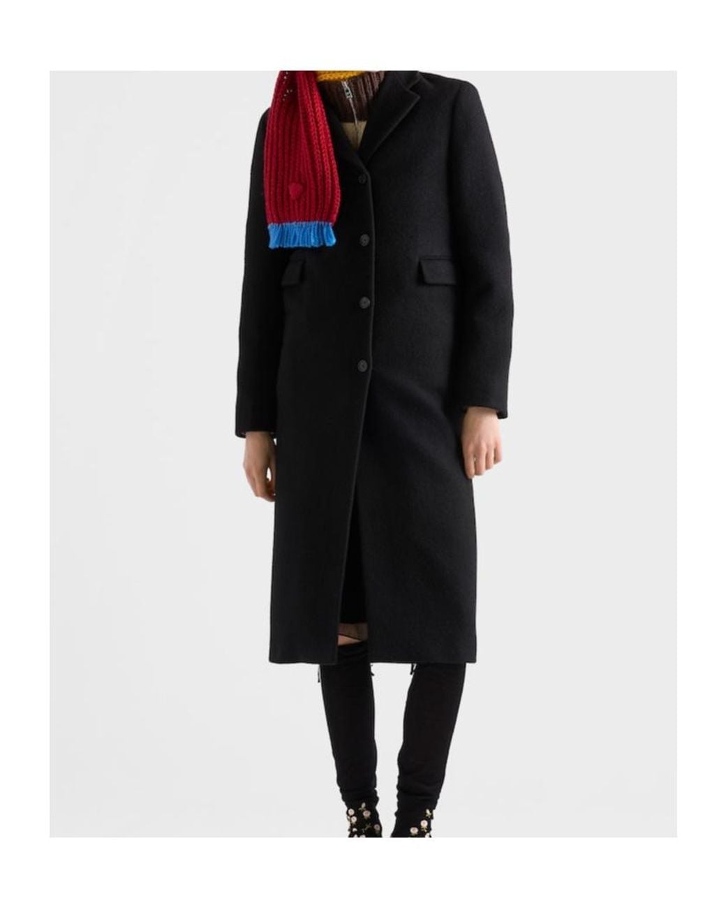 Prada Black Single-Breasted Shetland Wool Coat