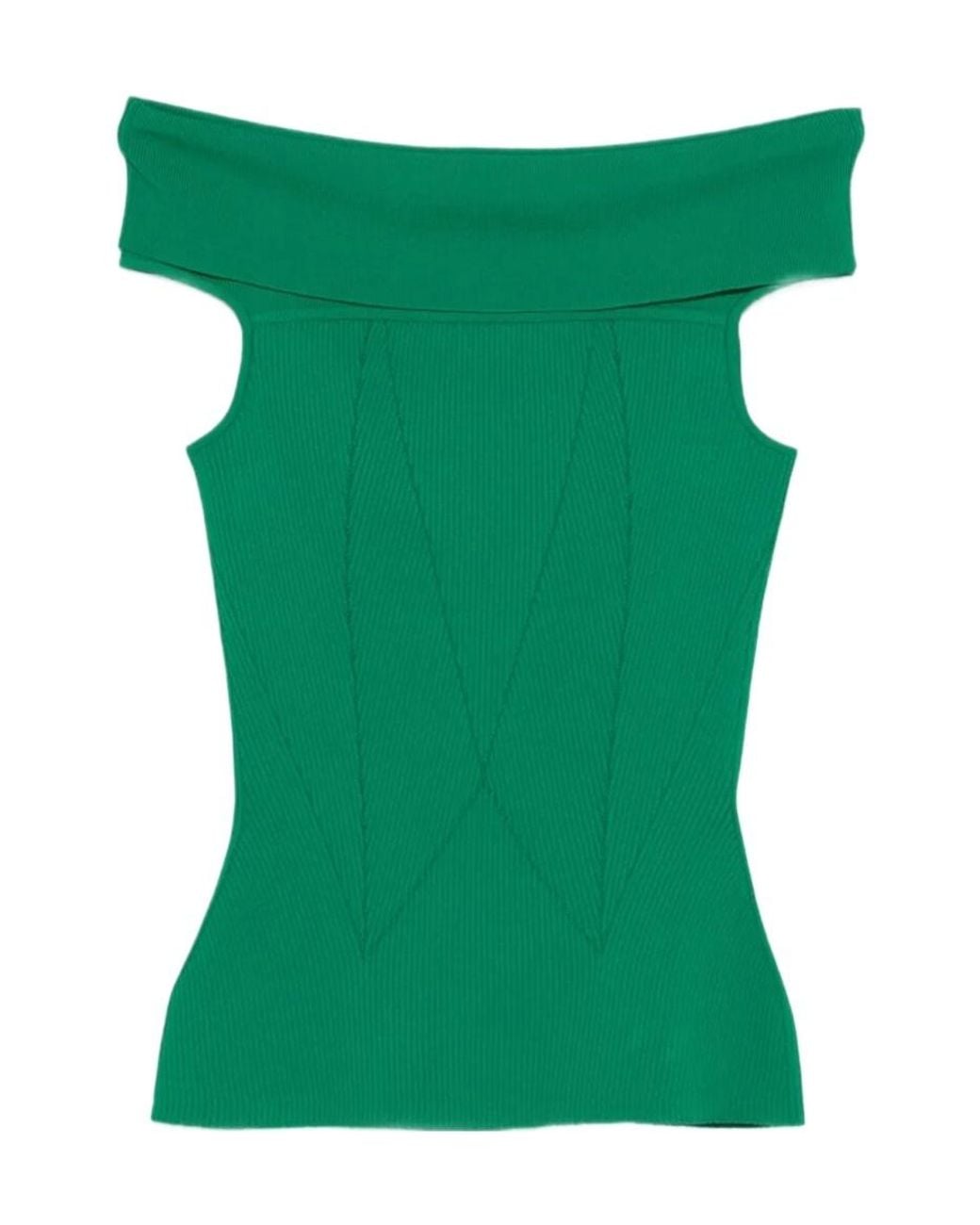 Givenchy Green Off-Shoulder Ribbed Top