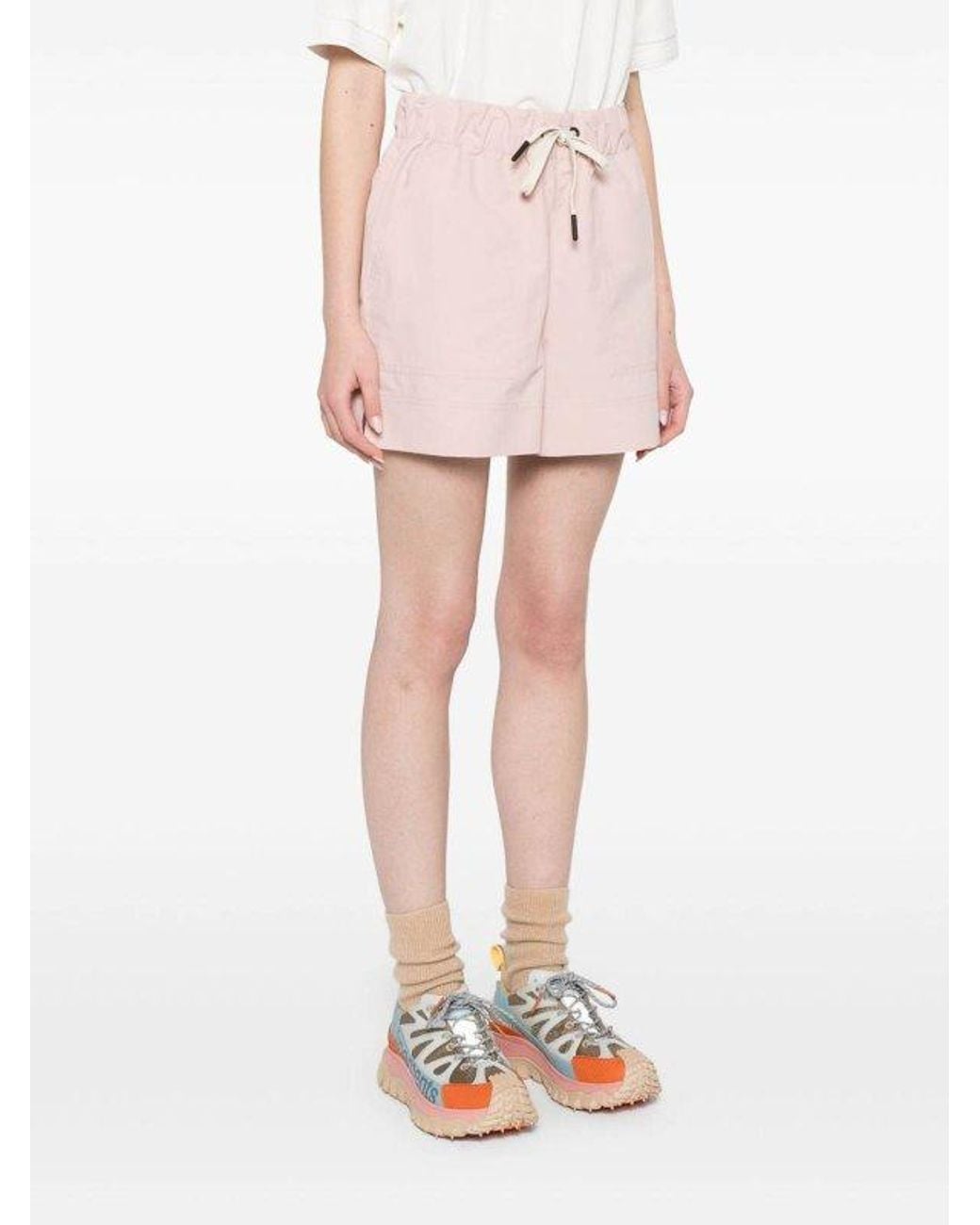 Moncler Pink Grenoble Logo Patch Drawstring Shorts