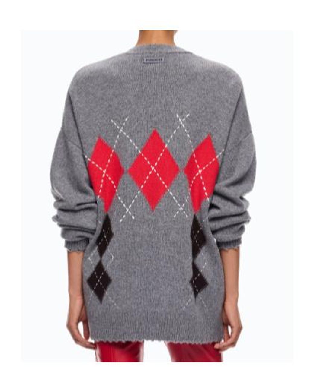 Pinko Gray Diamond Motif Cardigan