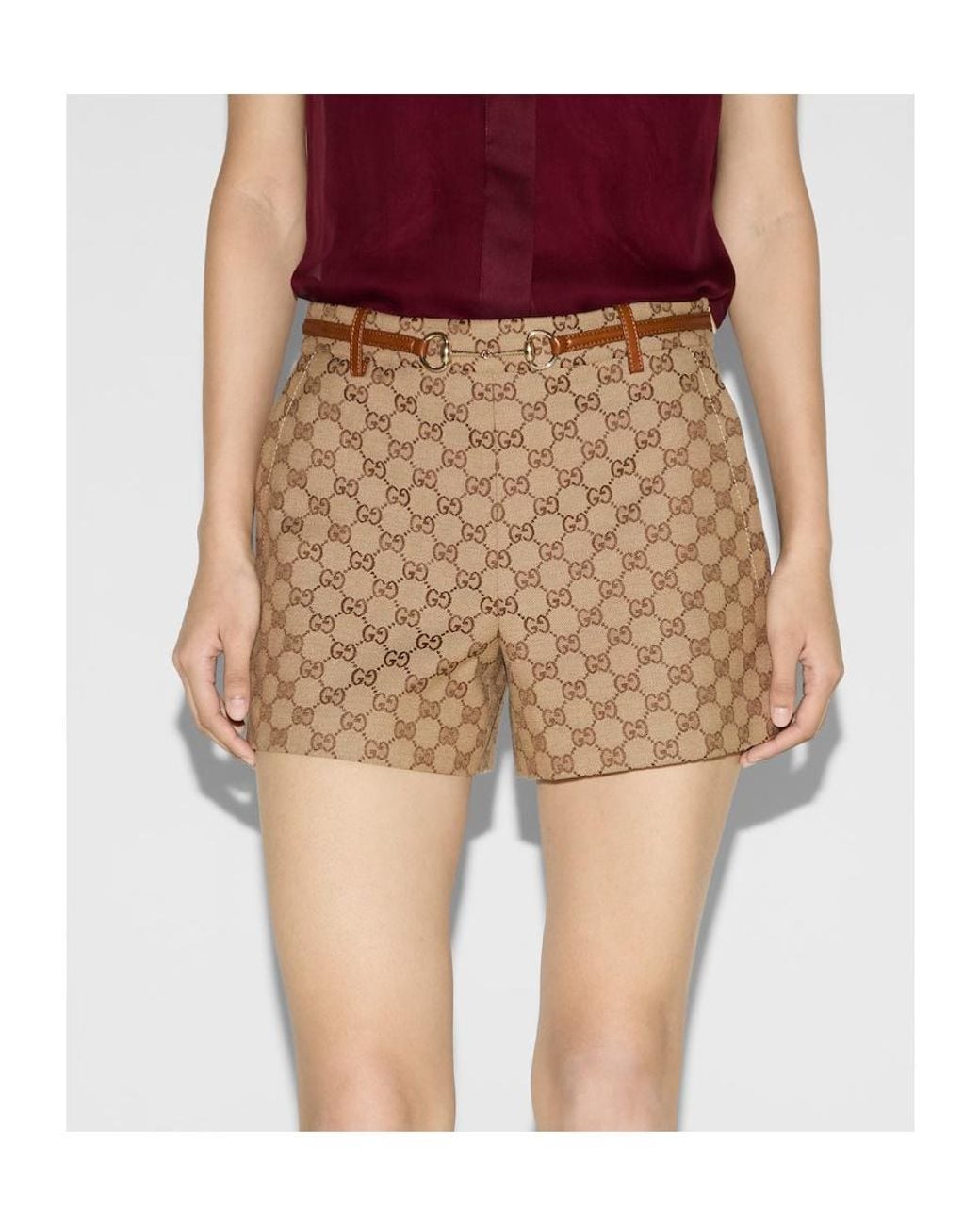 Gucci Brown Horsebit Detail Gg Shorts