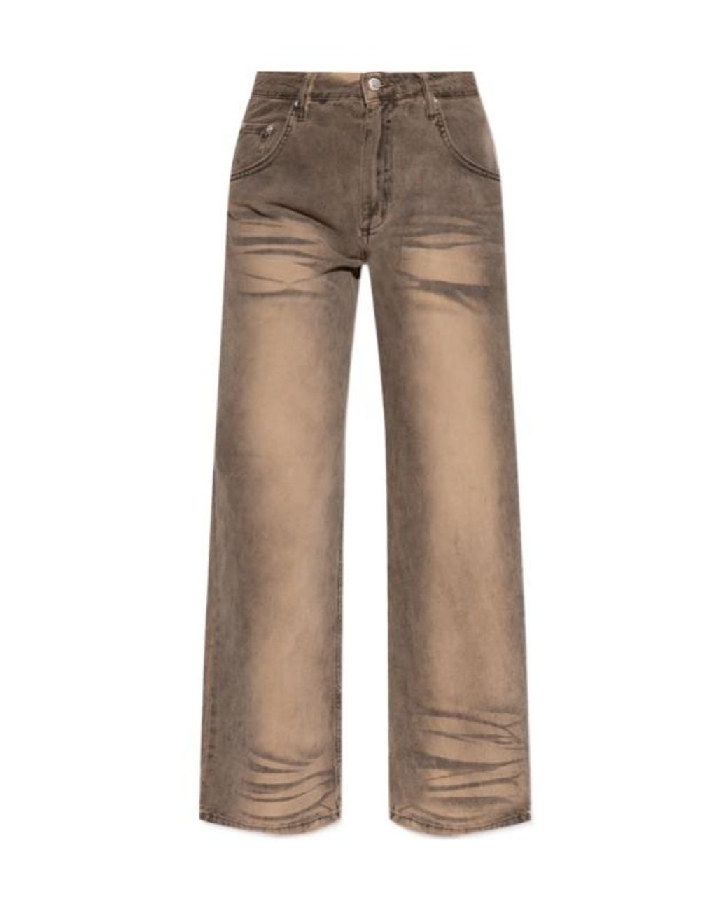 M I S B H V Gray High Waist Logo-Patch Jeans