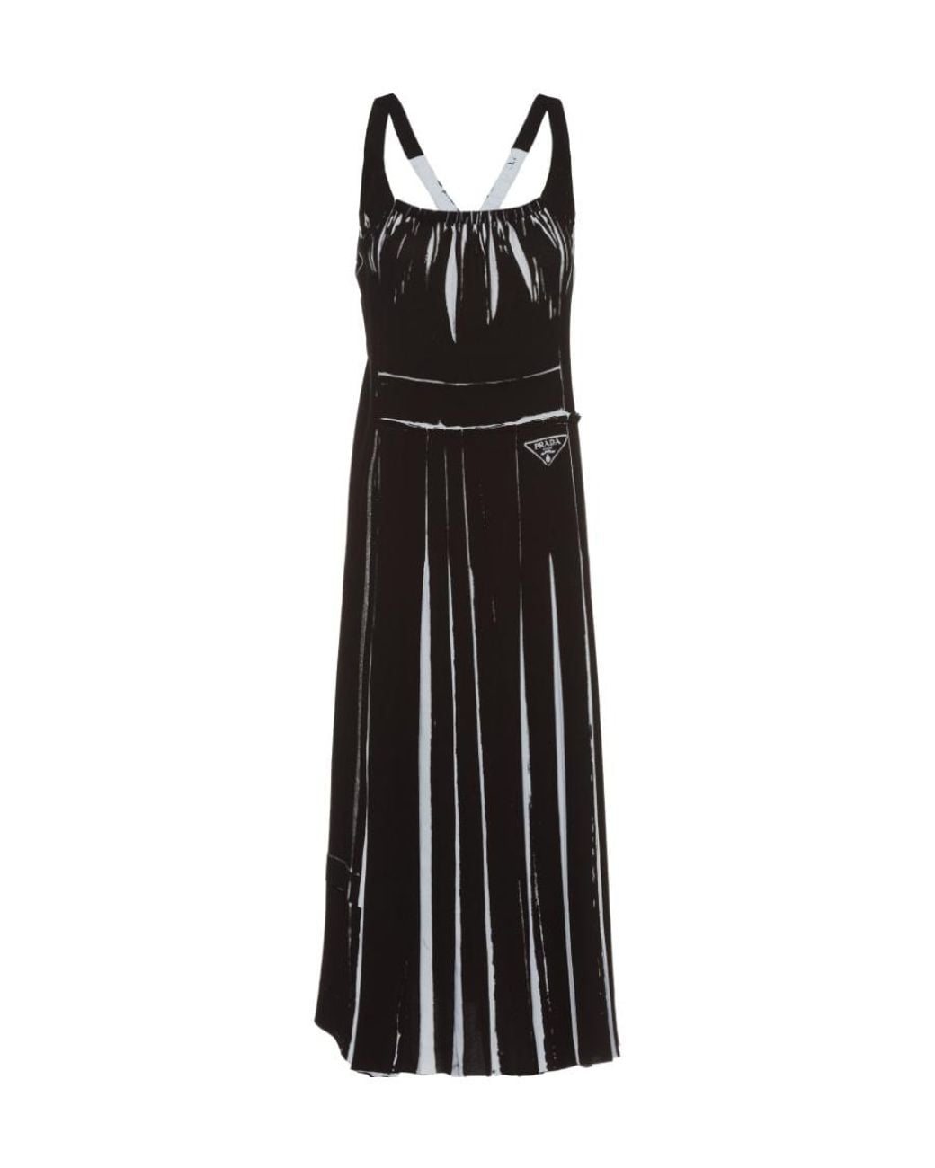 Prada Black Sleeveless Printed Sablé Dress