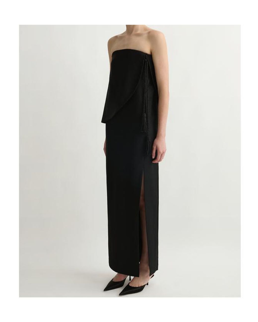Posse Black Elspeth Belted Draped Wool-Twill Maxi Dress