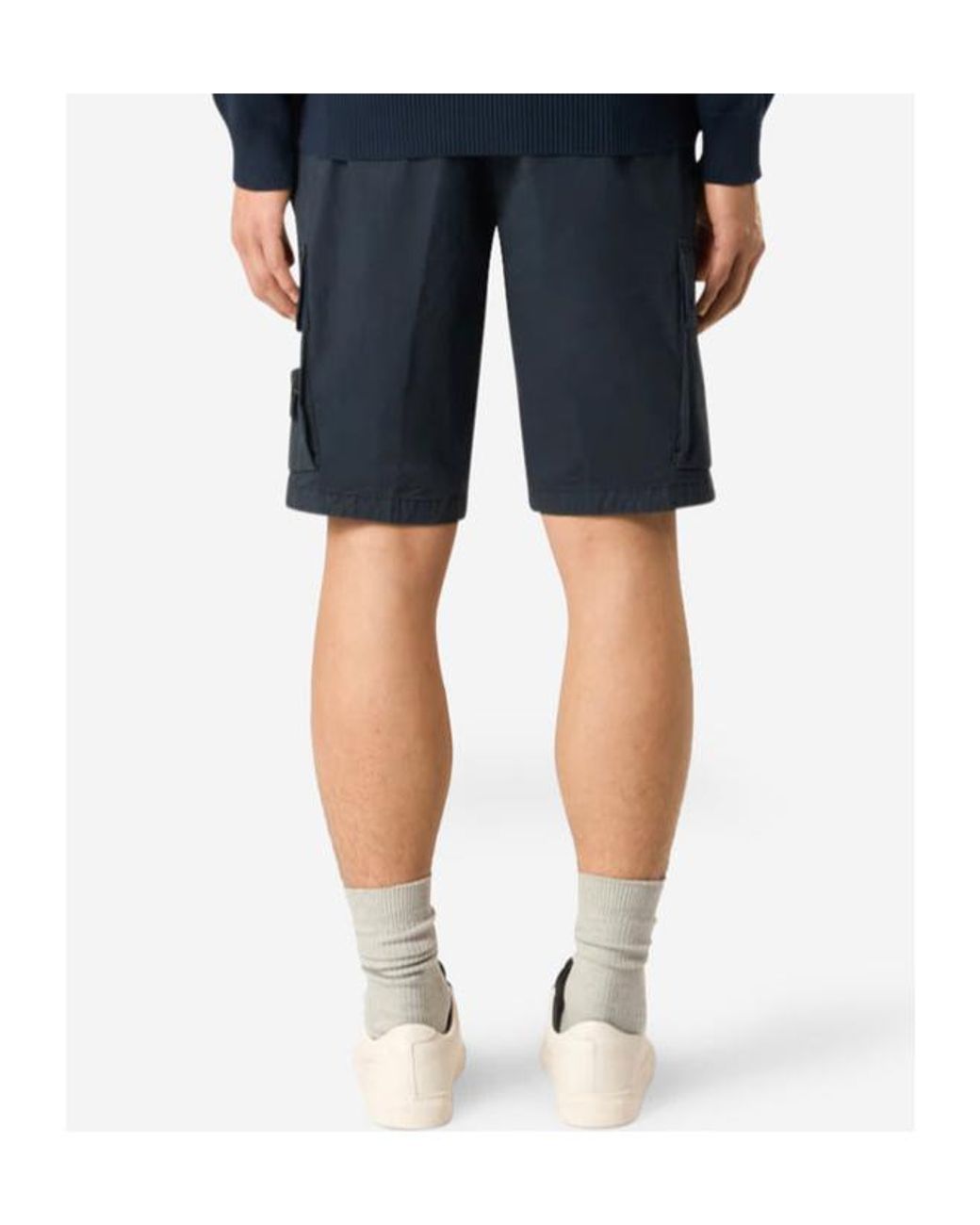 Stone Island Blue Logo Patch Cargo Shorts for men