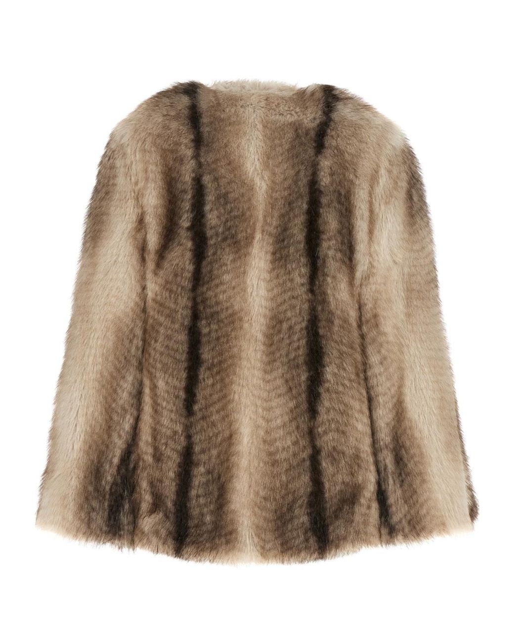 Twinset Brown Striped Faux Fur Cape