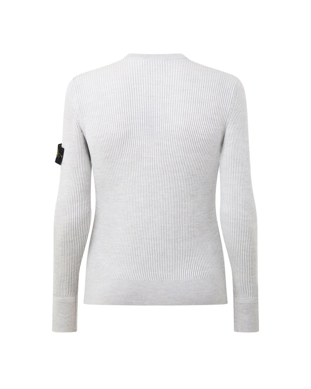 Stone Island White Crew Neck Knit Sweater for men