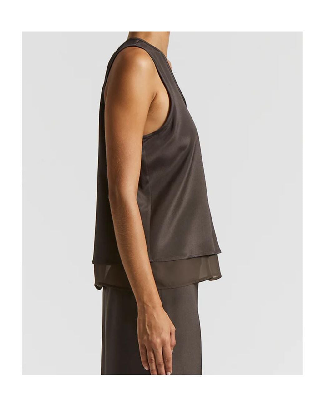 Peserico Brown Sleeveless Crepe Top