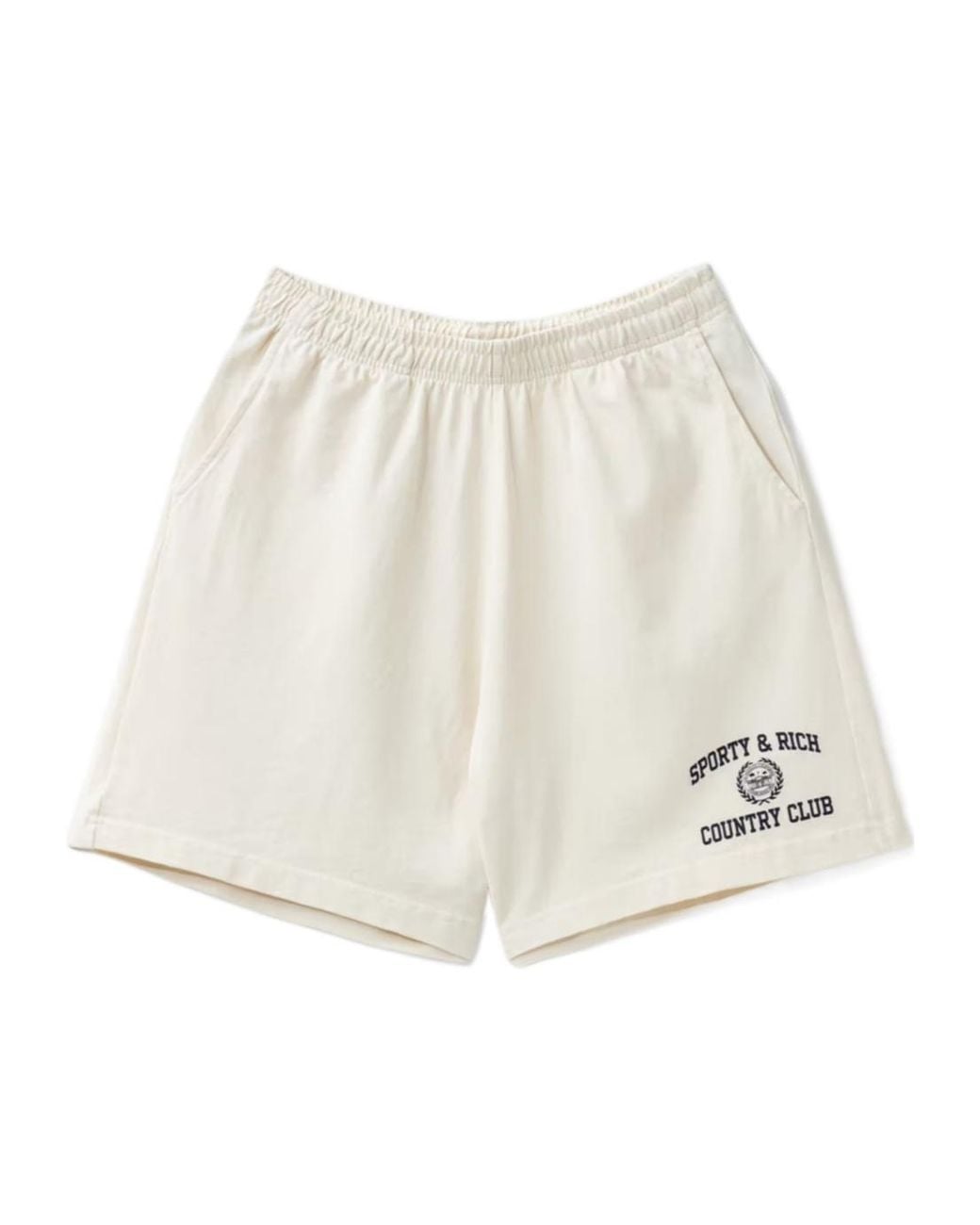 Sporty & Rich White Varsity Crest Disco Shorts