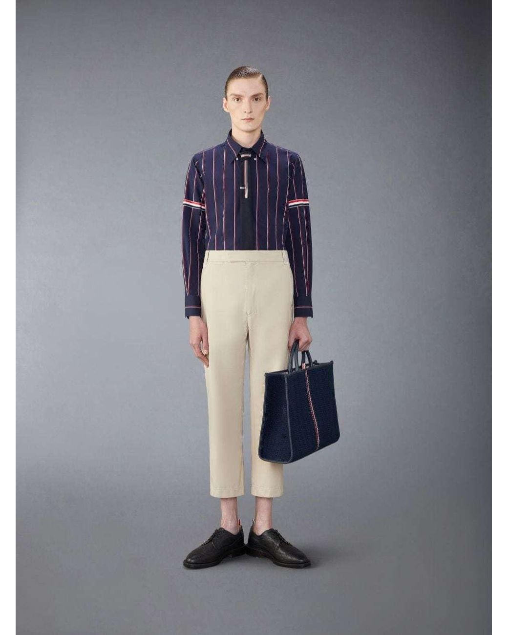 Thom Browne Natural Mid-Rise Straight-Leg Tailored Trousers for men