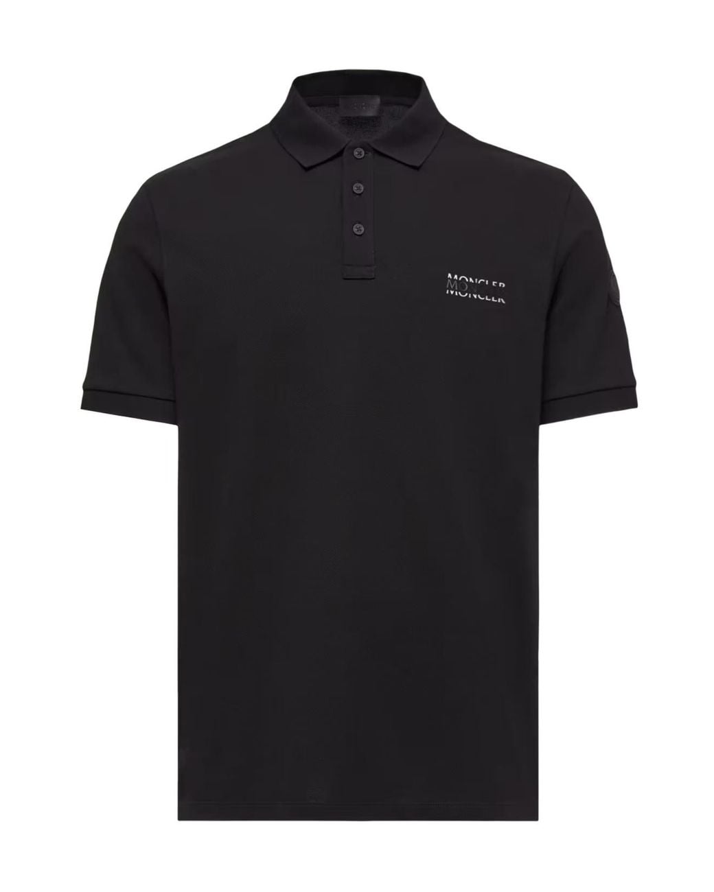 Moncler Black Logo Patch Short-Sleeved Polo Shirt for men
