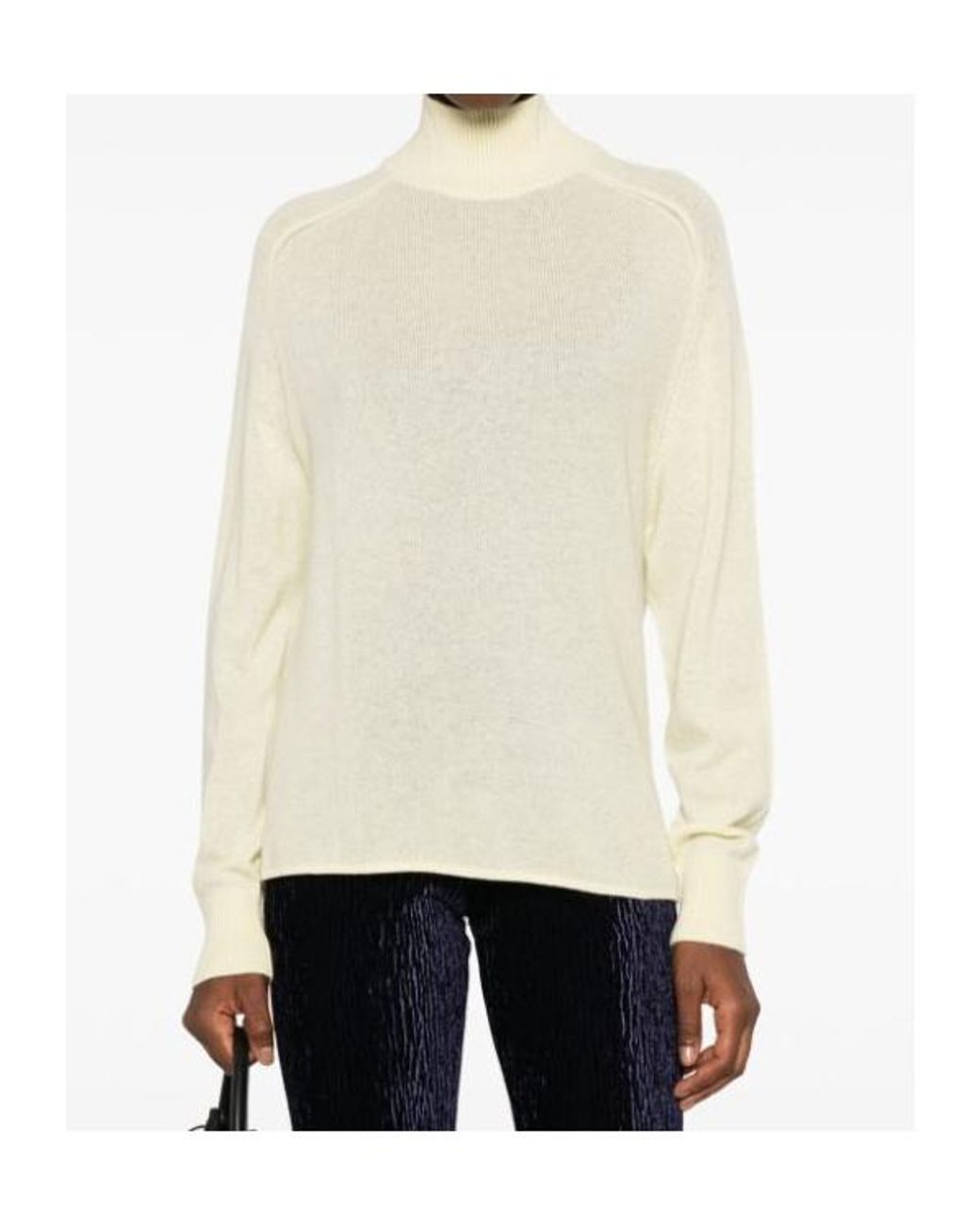 Forte_forte White High-Neck Fine-Knit Jumper