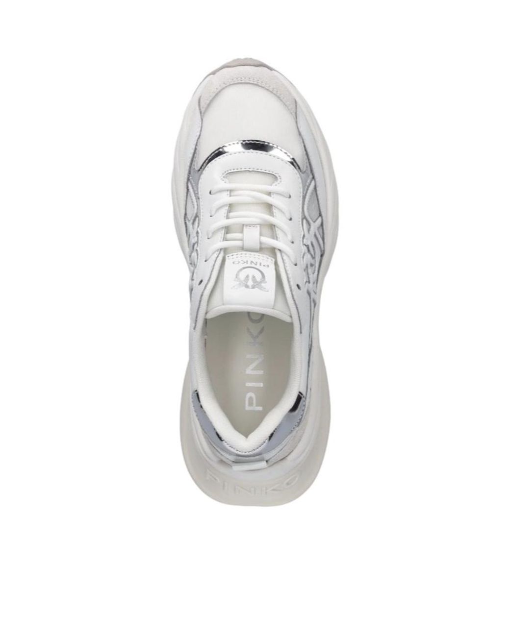 Pinko White Logo Detailed Lace-Up Sneakers