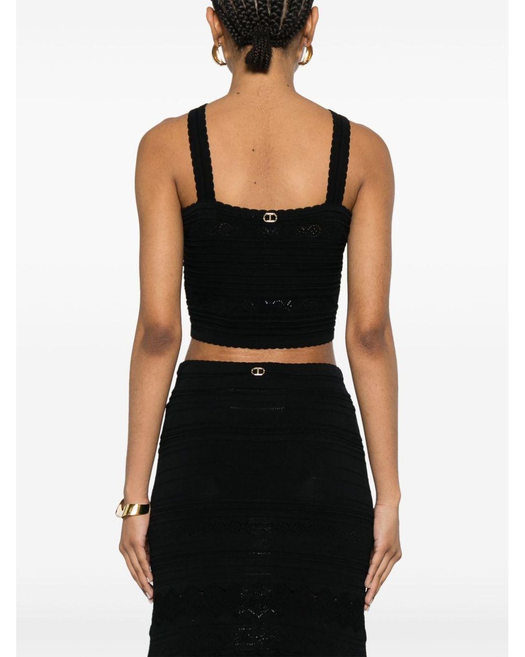 Twinset Black Crochet Bralette Top