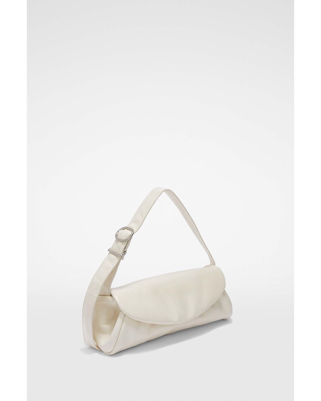 Jil Sander White Cannolo Foldover Large Shoulder Bag