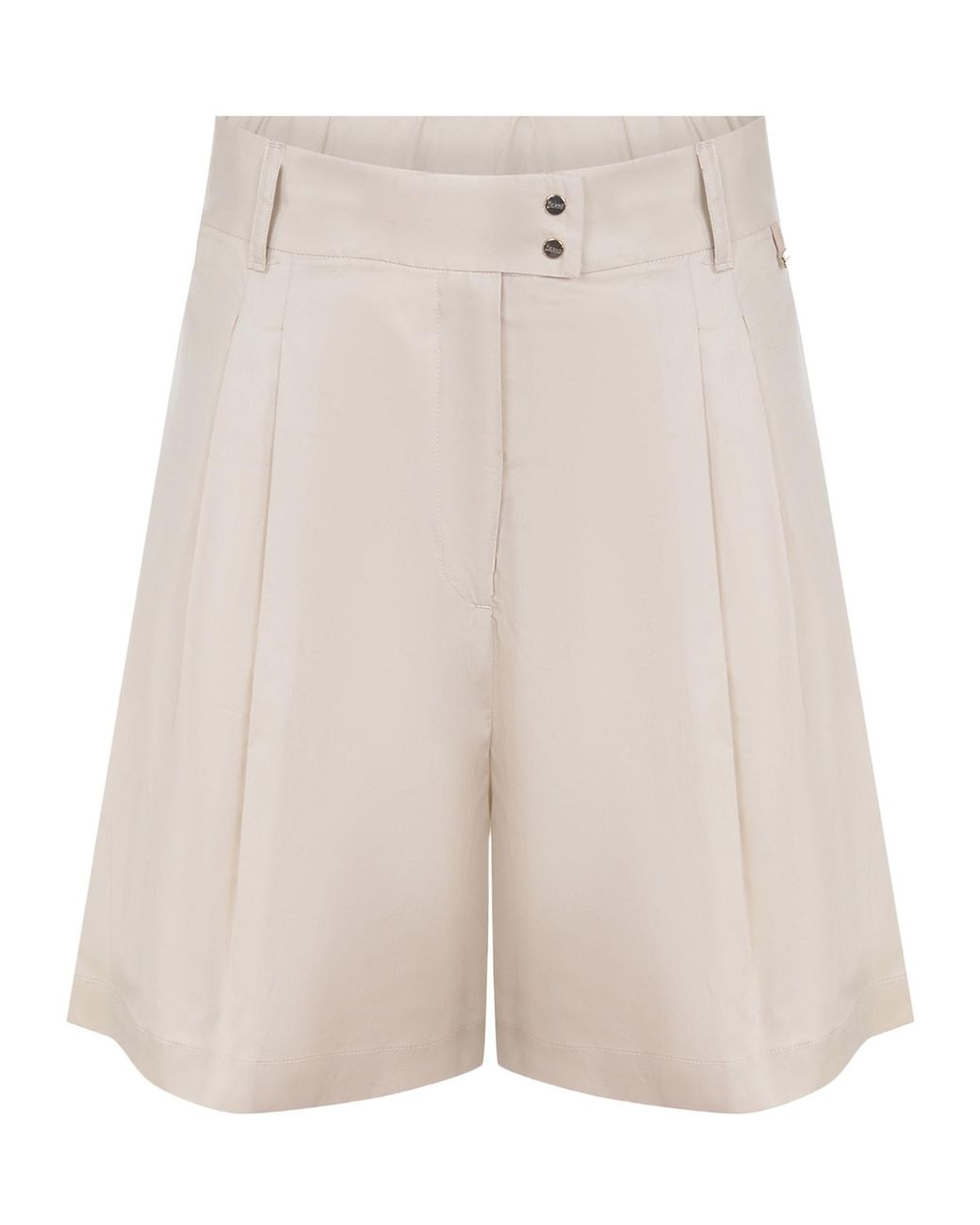 Herno White Pleated High-Waist Shorts