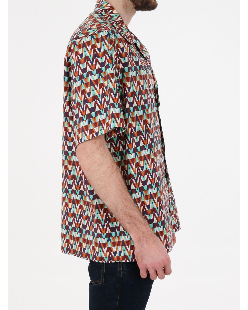 Valentino Gray All-Over Printed Buttoned Shirt for men