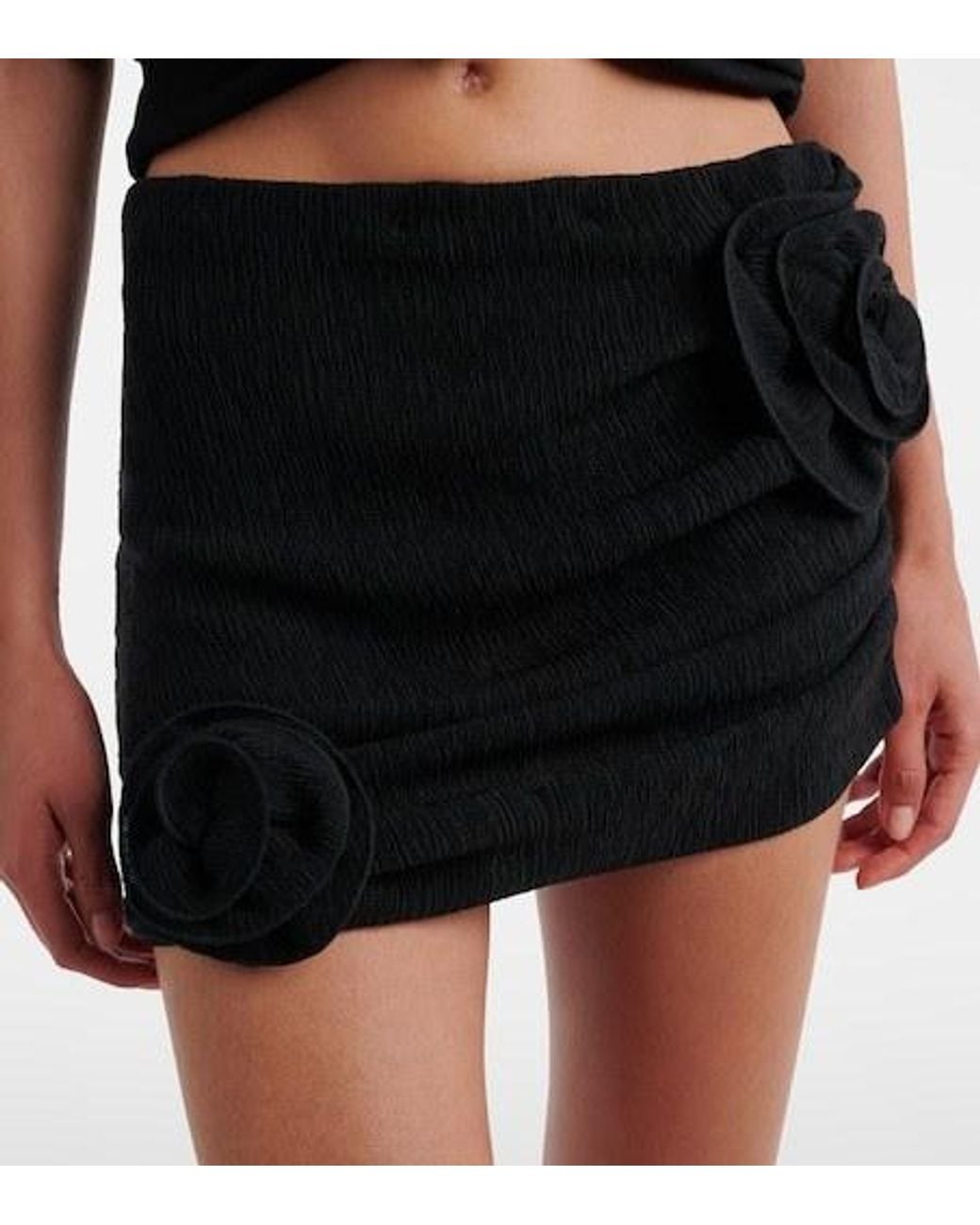 Magda Butrym Black Floral Crepe Mini Skirt