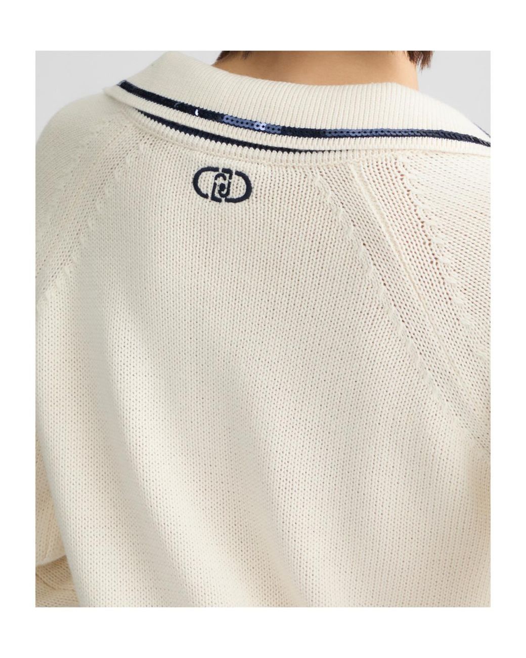 Liu Jo White V-Neck Jumper