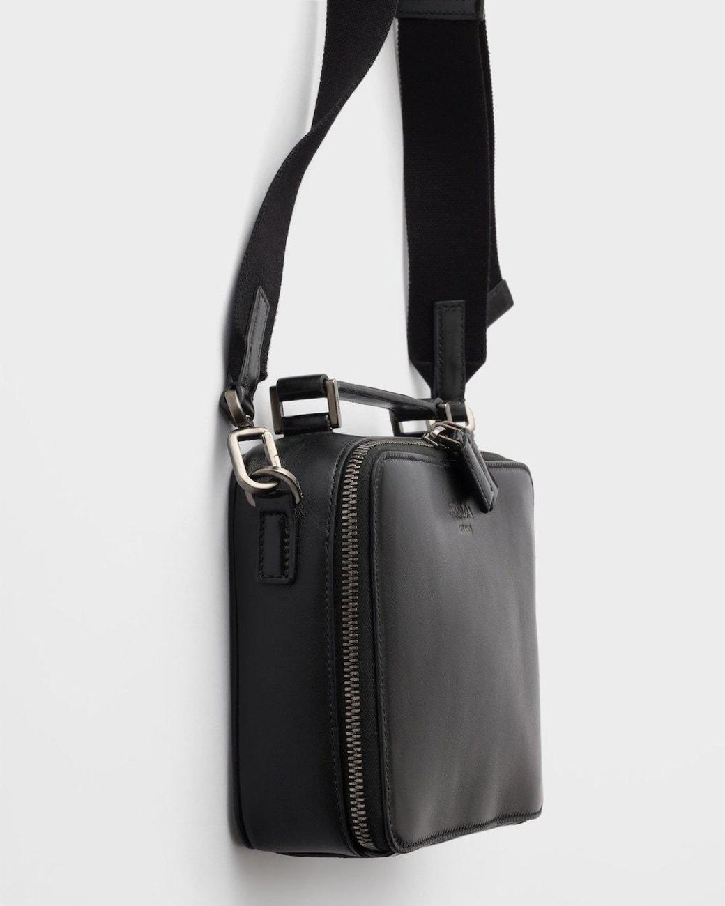 Prada Black Brique Leather Bag for men