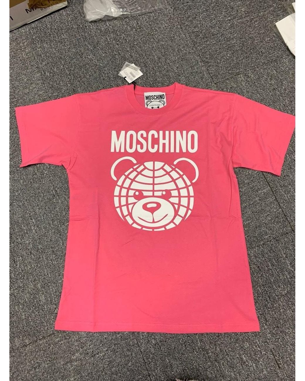 Moschino Pink Teddy Bear Logo Print T-Shirt