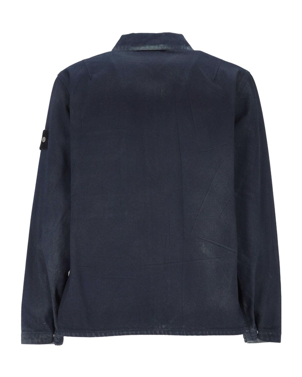 Stone Island Blue Logo Patch Zip-Up Denim Jacket for men