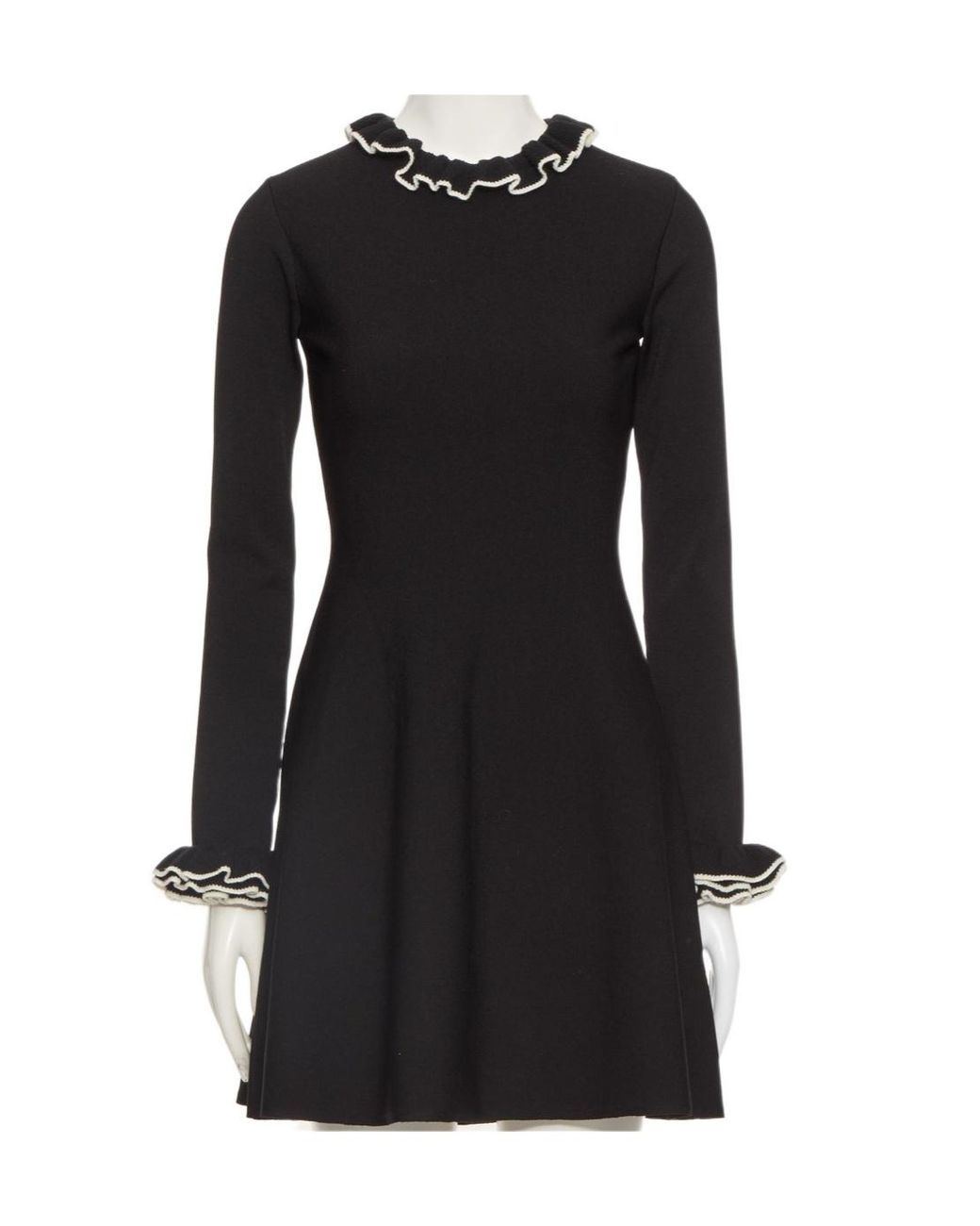 Valentino Black Ruffled Long-Sleeved Dress