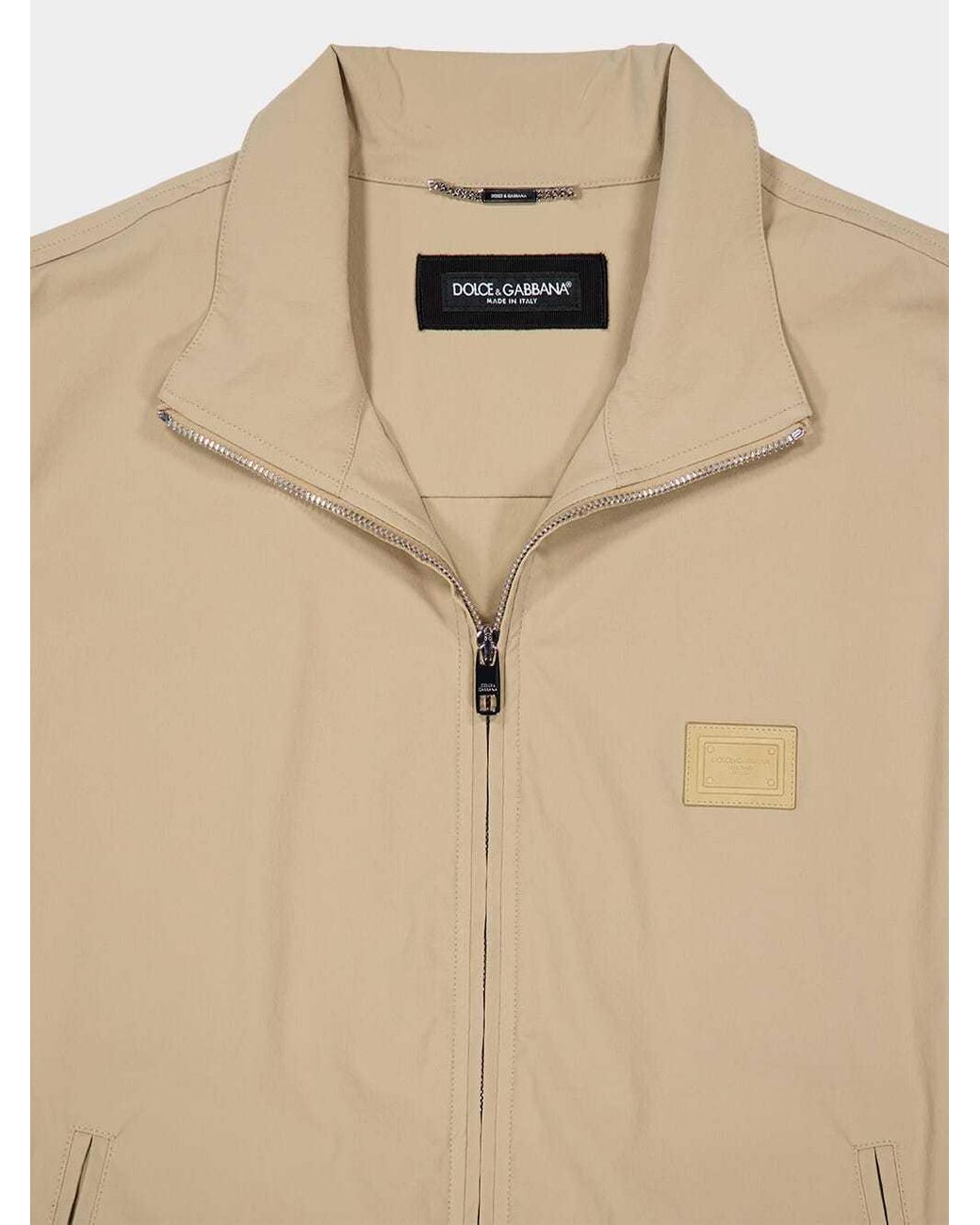 Dolce & Gabbana Natural Logo Patch Zipped Jacket for men