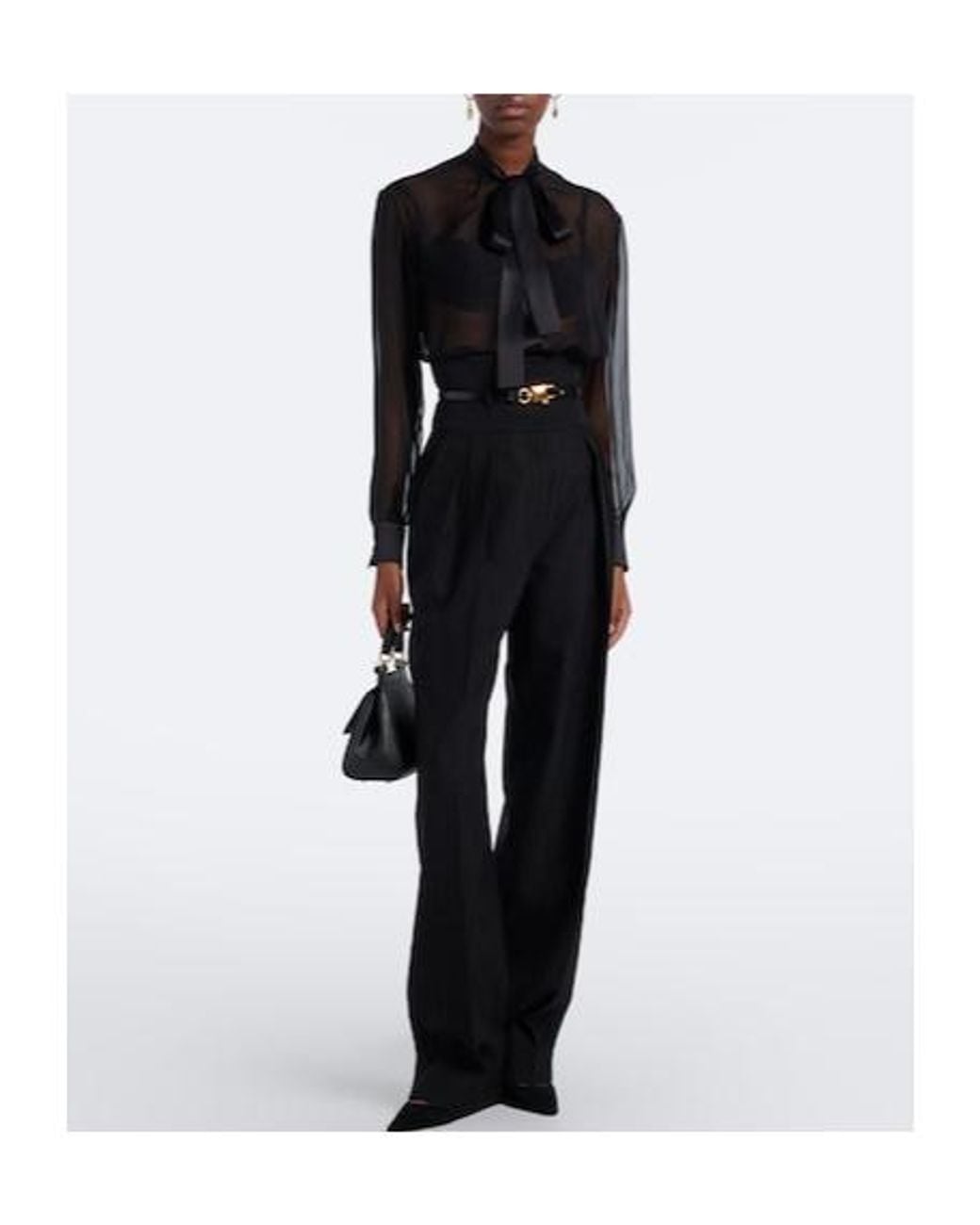 Dolce & Gabbana Black Pinstripe Wide-Leg Pants