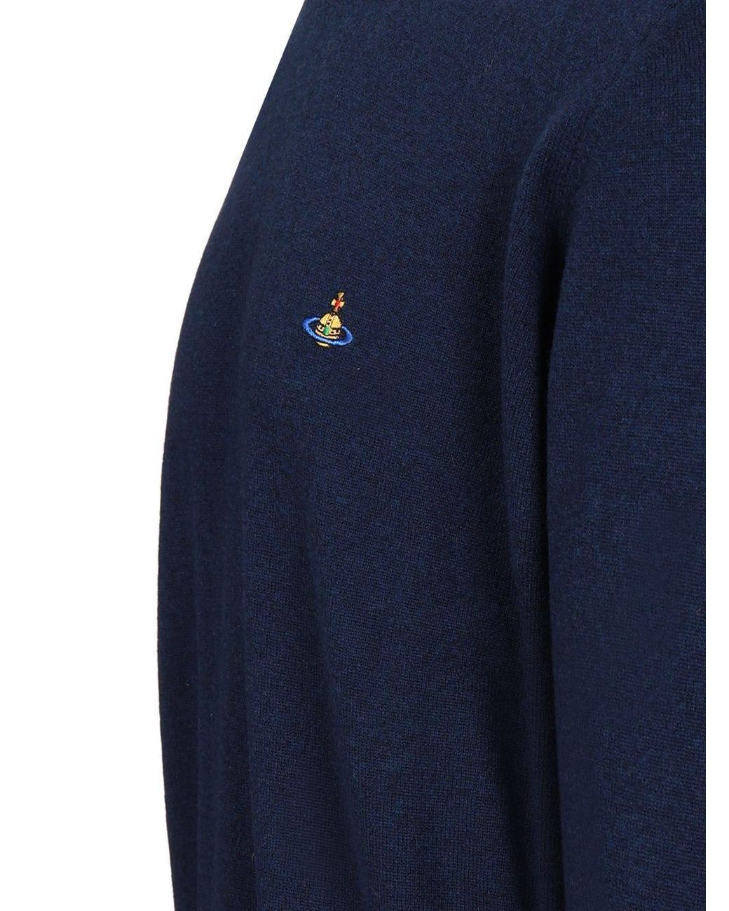 Vivienne Westwood Blue Orb Embroidered Crewneck Jumper for men