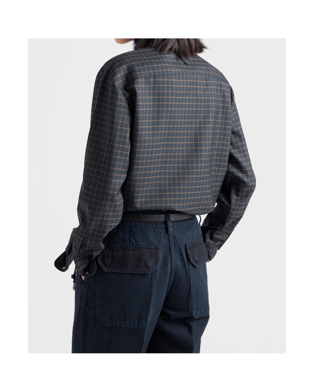 Prada Blue Checked Wool Shirt