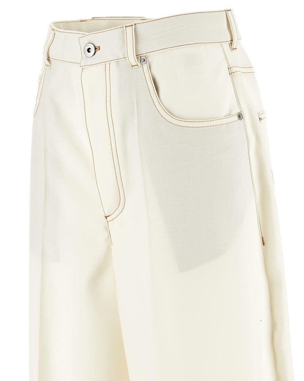 Bottega Veneta White Straight Leg Trousers