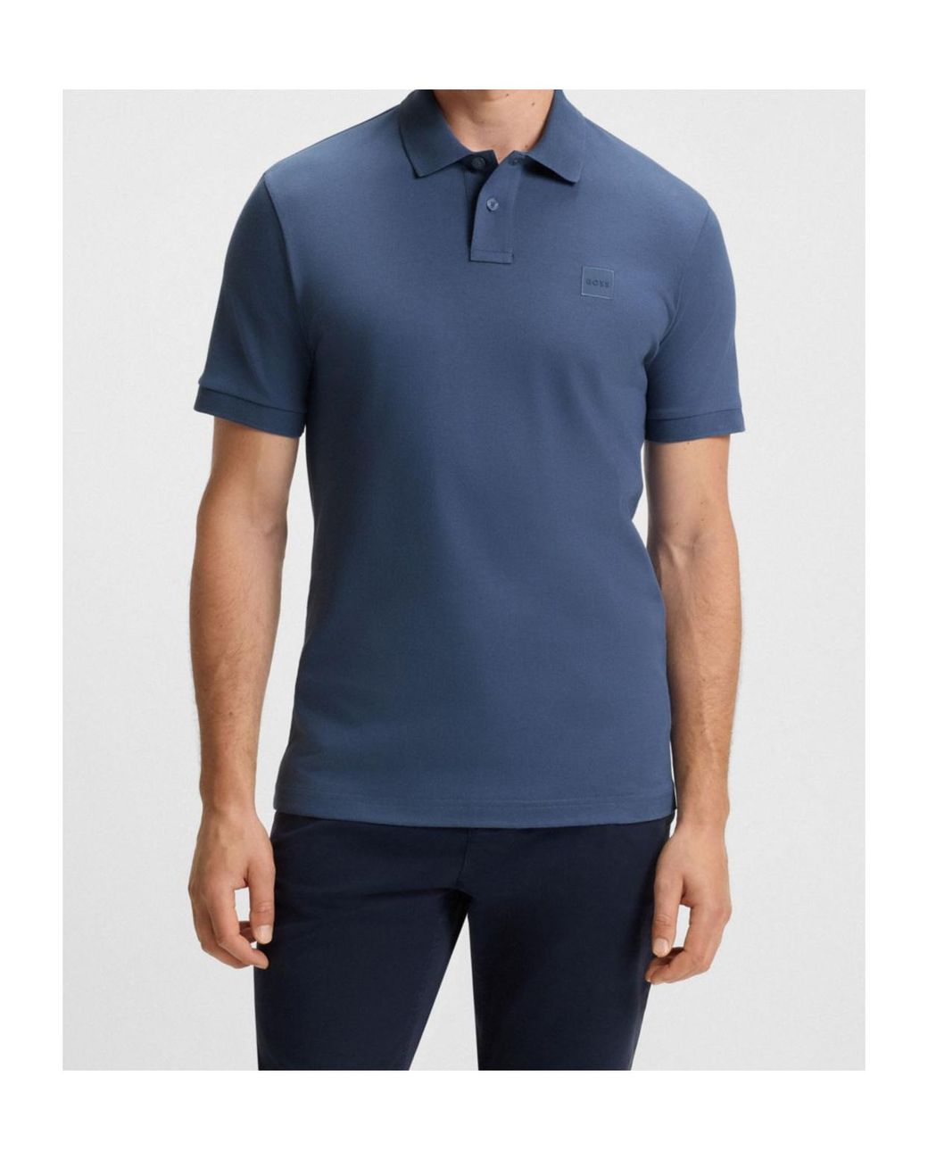 Boss Blue Collared Short-Sleeved Polo Shirt for men