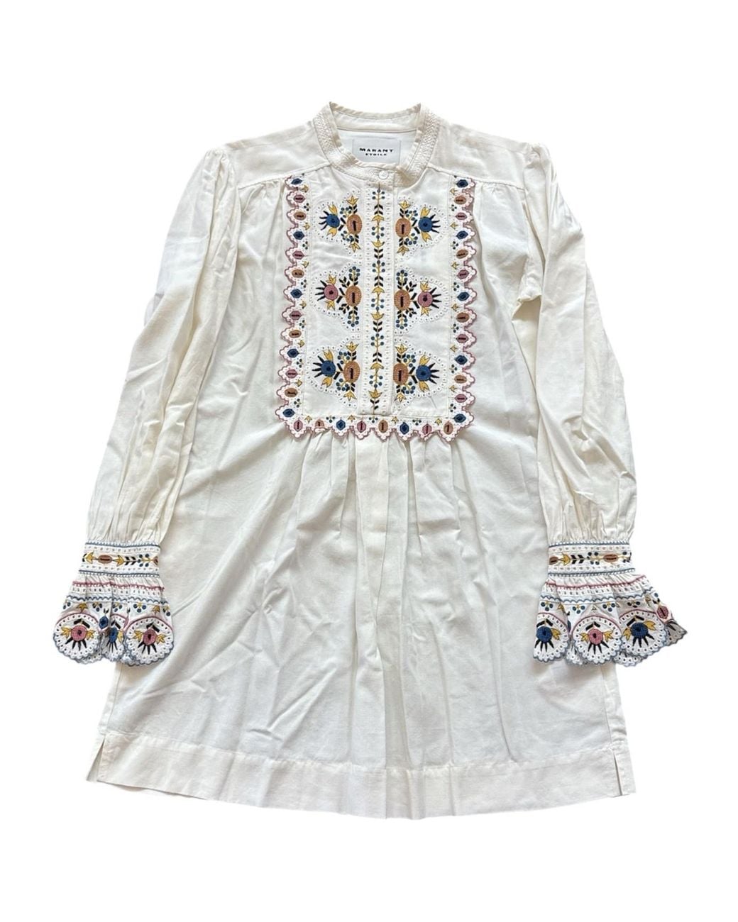 Isabel Marant White Isabel Marant Étoile Embroidered Long-Sleeve Dress
